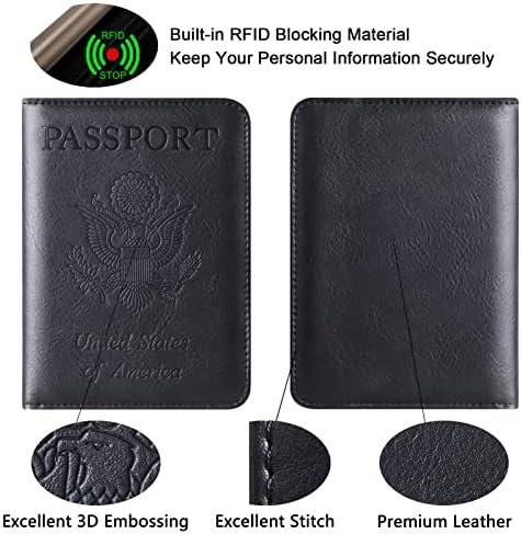 Passport Holder Cover Wallet Travel Essentials Leather Rfid Blocking Case Vacation Luggage Must Haves Travel Accessories for Men Women (116#Black) - Image 5
