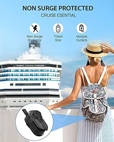 BEVA Travel Power Strip with USB C Ports, 4FT Extension Cord, 2 Outlets, 3 USB Ports, Cruise Ship Essentials (3.4A Charge, Black) - Image 6
