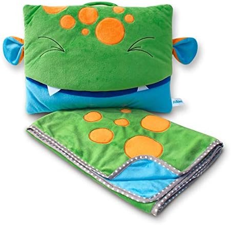 Cute Travel Pillow and Blanket Set - Portable Comfort Item for Children - Moss