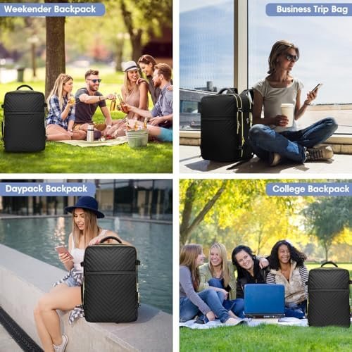 Large Carry On Travel Backpack - Flight Approved Waterproof Anti-Theft Luggage Daypack for Women Men Fit 17 Inch Laptop Business Weekender Overnight Backpack College Bag Personal Item Size Black - Image 7