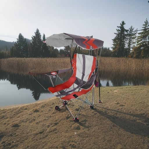 Kelsyus Original Foldable Canopy Chair for Camping, Tailgates, and Outdoor Events, Grey/Red - Image 5