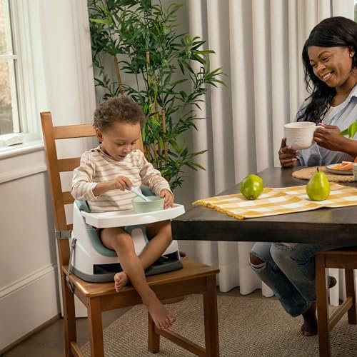 Ingenuity Baby Base 2-in-1 Booster Feeding and Floor Seat with Self-Storing Tray - Mist - Image 15