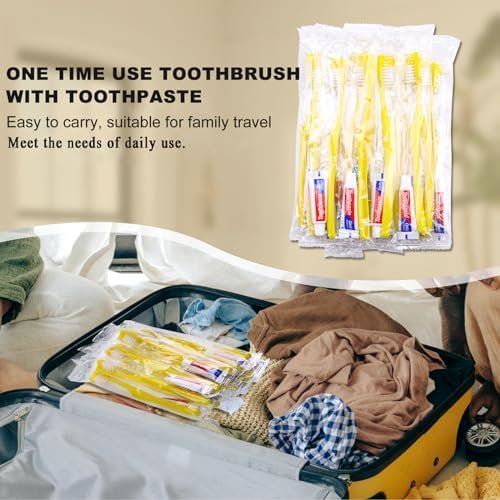 Disposable Toothbrushes With Toothpaste,200 Pack Yellow Hollow Individually Wrapped Disposable Travel Toothbrushes Kit in Bulk for Homeless,Nursing Home,Hotel,Charity - Image 5