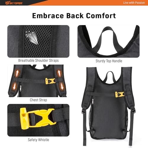 SKYSPER 15L/20L Foldable Hiking Backpack Lightweight Packable Travel Daypack with Chest Strap Small Folding Pack for Walking - Image 4