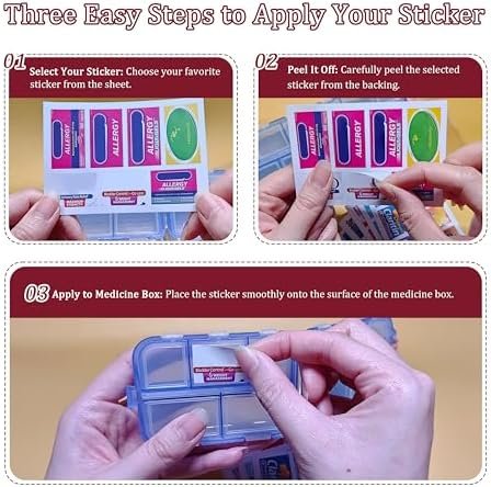 Pill Organizer with Medicine Labels - 7 Day Travel Pill Container (Pink, 161 Labels) - Image 2