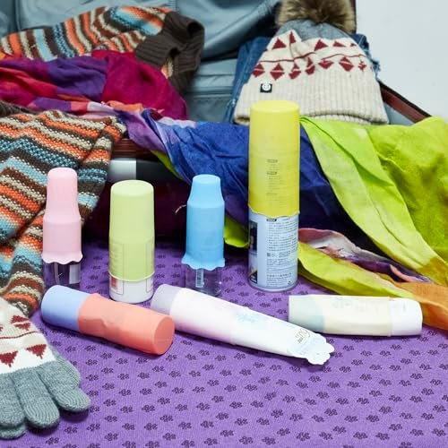 Travel Bottle Covers,10 Pack Silicone Travel Size Container Sleeves,Stretching Travel Accessories for Shampoo Lotion Conditioner Wash Body Bottles - Image 6