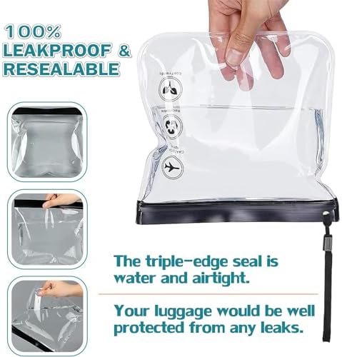 4Pcs Reusable TSA Approved Security Clear Toiletry Bag-Quart Size for EU UK & US Carry-on Regulations Security Travel Bags for Liquids, Waterproof & Leakproof Travel Accessories - Image 3