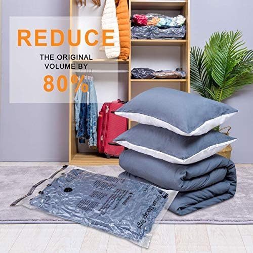 12 Pack Vacuum Storage Bags (3 x Jumbo, 3 x Large, 3 x Medium, 3 x Small), Space Saver Sealer Compression Bags with Travel Hand Pump for Blankets, Comforters, Pillows, Clothes Storage - Image 7