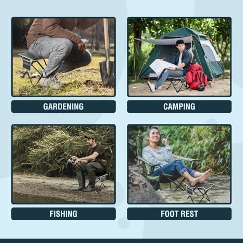 Portable Camping Stool 2-Pack & Carry Bags, Foldable Travel Seat or Retractable Foot Rest for Outdoors, Portable Folding Pop Up Stool Gift for Camping & Outdoors - Max Weight 320lbs - Image 7