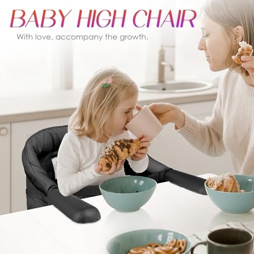 Hook on High Chair,High Chair for Babies and Toddlers 6-36 Months,Portable and Foldable High Chair for Home and Travel-Includes Storage Bag(Black) - Image 2
