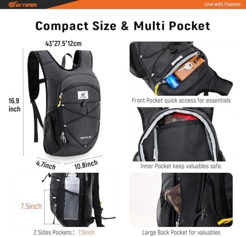 SKYSPER 15L/20L Foldable Hiking Backpack Lightweight Packable Travel Daypack with Chest Strap Small Folding Pack for Walking - Image 2