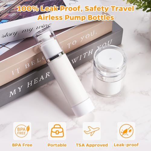 13 Pack Travel Size Containers, 1.7/1/0.5oz Clear Airless Pump Bottles, Mini Makeup Containers, TSA Approved Skincare Travel Containers, Leak Proof Refillable Jar for Toiletries, Lotion, Liquid, Cream - Image 5
