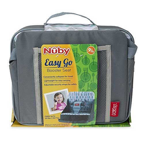 Nuby Easy Go Booster Seat - Travel Booster Seat for Babies and Toddlers - Holds Up To 50 Pounds - 9+ Months - Gray Chevron - Image 9
