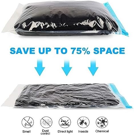 Compression Bags for Travel - Travel Essentials - 12 Pack Space Saver Bags - No Vacuum or Pump Needed - Vacuum Storage Bags for Travel Accessorie - Travel and Home Packing Organizers (transparent) - Image 2