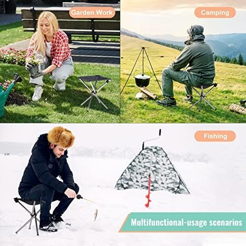 Camping Stool,Small Folding Chair,13.8" Lightweight Folding Stool Compact Backpacking Stool with Carry Bag - Image 5