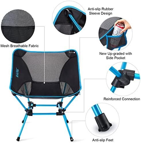 G4Free Folding Camping Chairs, Ultralight Compact Backpacking Folding Chairs Lawn Chairs Heavy Duty 330lbs with Side Pockets Packable for Outdoor Camp Travel Beach Picnic Gardening Travel Hiking - Image 5