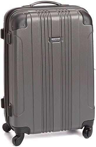 Kenneth Cole REACTION Out of Bounds Lightweight Hardshell 4-Wheel Spinner Luggage, Charcoal, 24-Inch Checked