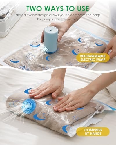 Vacuum Storage Bags for Travel, Combo 25 Pack Vacuum Sealed Bags with 1500mAh Portable Rechargeable Electric Pump for Clothes, Pillows, Comforters, Luggage, Backpack, Travel Essentials - Image 5