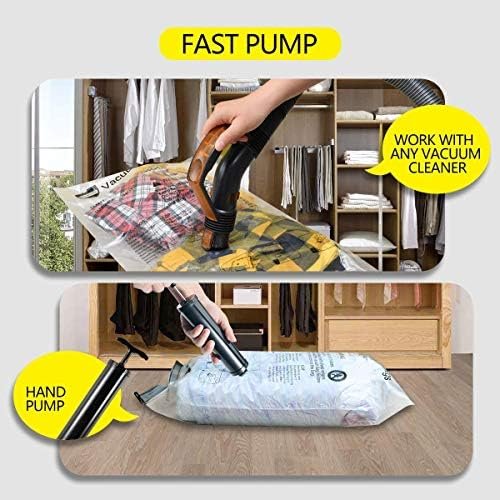 12 Pack Vacuum Storage Bags (3 x Jumbo, 3 x Large, 3 x Medium, 3 x Small), Space Saver Sealer Compression Bags with Travel Hand Pump for Blankets, Comforters, Pillows, Clothes Storage - Image 8