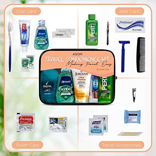 Asom Toiletry Travel Kit - 20 Piece TSA Approved Personal Care & Hygiene Essentials Set for Men & Women, Pre-Filled Convenience for Travel, Airplane Carry-On Ready. - Image 9