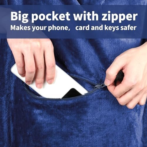 Tirrinia Travel Portable Blanket with Feet Airplane Office Poncho 4 in 1 Zippered Front Pocket Premium Cozy Fleece Blankets with Built-in Bag - Image 3