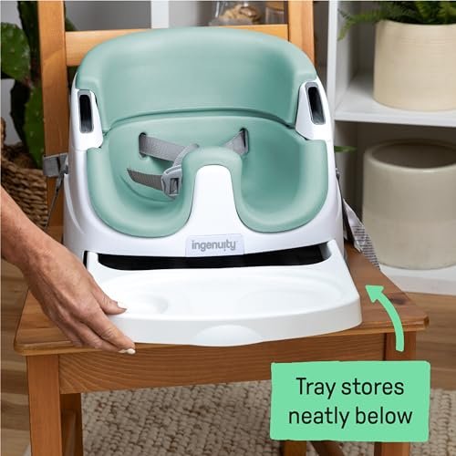 Ingenuity Baby Base 2-in-1 Booster Feeding and Floor Seat with Self-Storing Tray - Mist - Image 5