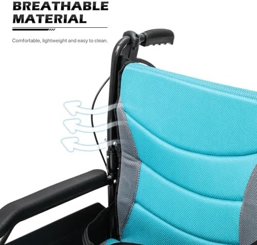 Wheel Chair for Adults with Swing-Away Footrest and Loop-Lock Handbrakes 17.5 inch Seat Wheel Chair 15" Rear Wheel Lightweight Transport Chair for Travel Compact Storage, 250 lbs - Image 14