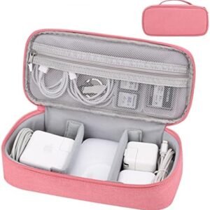 Cord Organizer Travel Case, Electronics Organizer Pouch Bag for Cable & Charger, Power bank, Phone, Tech Accessories (Pink)