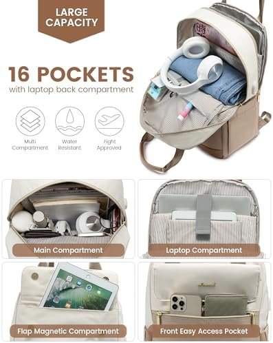 LOVEVOOK Laptop Backpack for Women, 15.6inch Laptop Bag with USB Port, Waterproof Travel Work Backpack Purse, Anti-Theft Backpacks Casual Computer Daypack Nurse Teacher Bag - Image 3