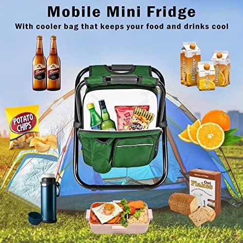 Kikerike Portable Stool Backpack Cooler Chair 400 LBS Max Load Folding Fishing Cooler Backpack Stool for Outdoors Hiking Beach Travel - Army Green - Image 6
