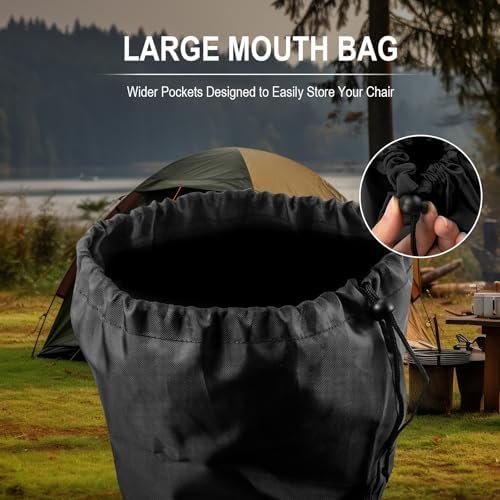 Large Camping Chair Replacement Bag for Coleman Camp Chairs, Folding Camp Chair Carrying Bag, Portable Outdoor Beach Camping Travel Chair Bag 37.2 inches, Black - Image 5