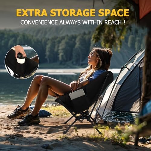 Overmont Ultralight Portable Camping Chair- Lightweight Folding Backpacking Chair, Support up to 330Lbs Compact Beach Chair for Adults with Carry Bag for Backpack Hiking Fishing Outdoor Camp Travel - Image 6