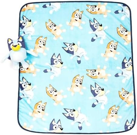 Jay Franco Bluey Plush Mini Pillow Buddy & 40 x 50 Inch Travel Throw Set - Kids Super Soft 2 Piece Blanket Set - Image 2