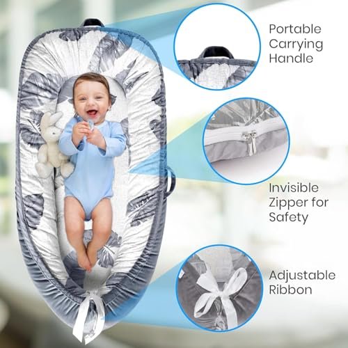 Totsi Baby Lounger Set | Ultra-Soft Baby Nest with Pillow and Blanket | Machine Washable Infant Lounger 0-24 Months | Adjustable Infant Nest for Travel | Baby Lounger Cover for Newborn - Image 6