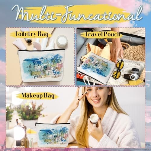 Greece Travel Souvenirs Gifts - Greece Travel Essentials Cosmetic Bags Gift, Greece Vacation Must Have Makeup Bags Toiletry Zipper Pouch, Greek Travelers Trip Honeymoon Gift for Women Girls - Image 6