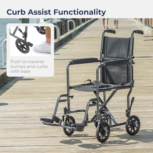 Drive Medical TR37E-SV Lightweight Folding Transport Wheelchair with Swing-Away Footrest, Silver - Image 5