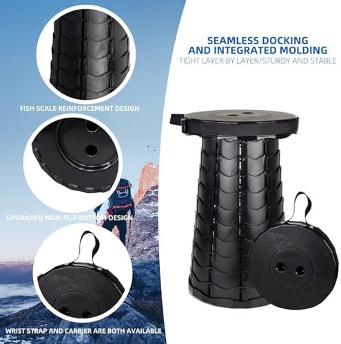 Upgraded Portable Folding Stool, Height Adjustable, Lightweight Yet Sturdy, Extendable Camping Chairs or Travel Footrest - Can Withstand at leasty 400 lbs. - Image 3
