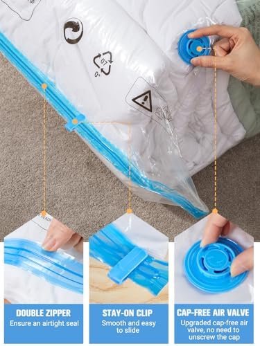 Vacuum Storage Bags with Electric Pump, New Air Valve Combo 32 Pack Vacuum Space Saver Bag, Vacuum Sealer Bags for Clothes, Clothing, Pillows, Comforters, Blankets, Quilt, Travel, Two Compressing Ways - Image 7