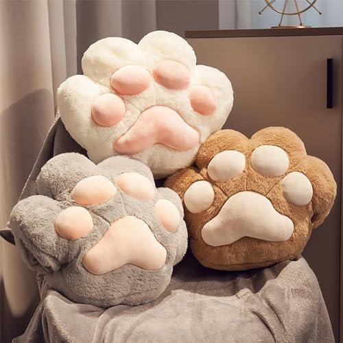 3 in 1 Cat Paw Travel Blanket Pillow for Car, Plush Blankt + Cat Paw Throw Pillow + Warm Hand Muff, Foldable Zipper Airplane Blanket Set Soft Fluffy Sofa Cushion Pillow Home Decoration - Image 4