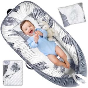 Totsi Baby Lounger Set | Ultra-Soft Baby Nest with Pillow and Blanket | Machine Washable Infant Lounger 0-24 Months | Adjustable Infant Nest for Travel | Baby Lounger Cover for Newborn