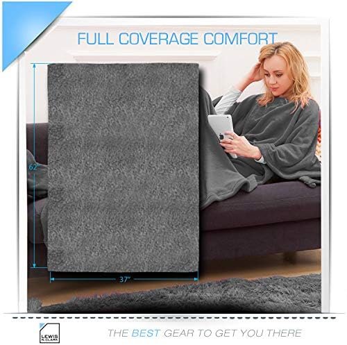 Lewis N. Clark Super Soft Plush Portable Travel Blanket for Airplane, Camping, Office + Baby with Carry Straps, Gray, One Size - Image 3