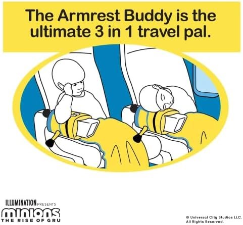 Roamwild Universal Despicable Me Bob Minions Kids Travel Pillow and Travel Blanket Set – Soft Plush Armrest Buddy Transforms Any Armrest Into a Comfy Childs Pillow for Travelling - Image 3