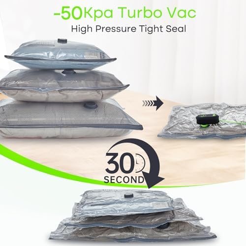 Vacuum Bags for Travel with USB Pump, 12 Pack Carry-on Size Compression Packing for Luggage and Suitcase, Space Saver Bags for Clothes and Clothing Travel - Image 5