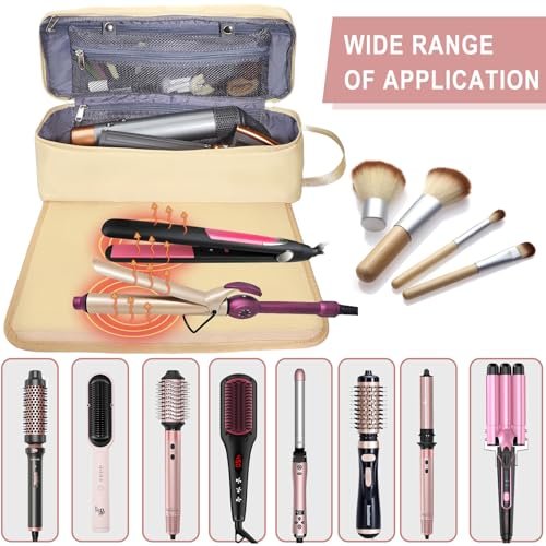 Hair Tools Travel Bag with Heat Resistant Pad, Portable Hair Tools Storage for Hair Straighteners, Curling Iron and Hair Care Accessories, Traveling Essentials for Women - Image 6