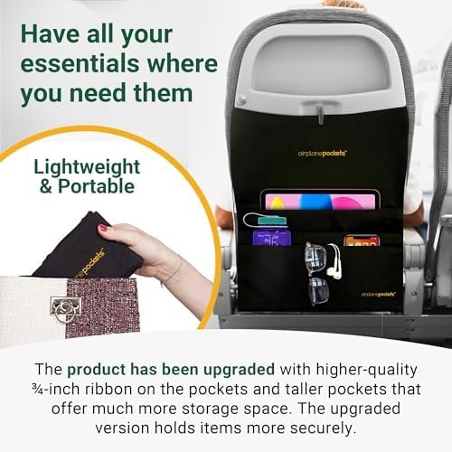 Airplane Pockets Airplane Tray Table Cover with Pocket Organizer | Seat Back Organizer & Storage for Personal Items | Travel Accessories | Clean and Convenient Airplane Travel Essentials for Flying - Image 7