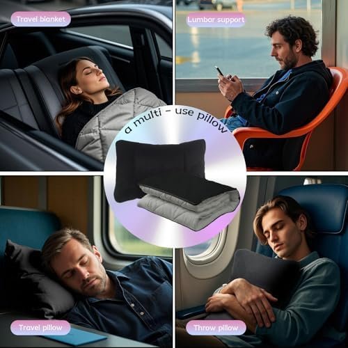 Portable Travel Pillow and Blanket, Cozy Compact Pillow and Blanket 2 in 1 for Travel Airplane or Car, Small Portable Blanket fit for Men Women - Image 6