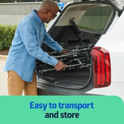 Medline Durable Folding Steel Transport Wheelchair with Swing-Away Footrests, 19-Inch Seat Width, Black Frame, Black Upholstery - Image 3