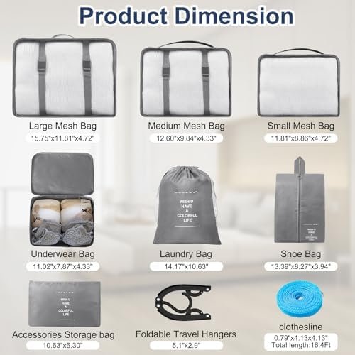 Foldable Travel Hangers Compression Packing Cubes for Travel Set with Portable Hangers Suitcase Organizer Bags Clothesline, Folding Cruise Ship Essentials for Traveling Camping Flying RV Cruises Black - Image 5