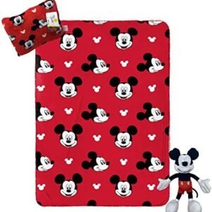 Jay Franco Mickey Mouse Kids Travel Set - Blanket, Pillow & Plush (Official Disney Product)