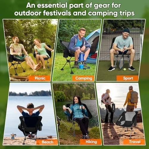Ultralight Folding Camping Chairs,Portable Lawn Chair for Adults,3.5Lb Lightweight Backpacking Chair,Compact Foldable Beach Chair with Anti-Sinking Feet for Outdoor Camp Hiking Travel Supports 330LBS - Image 4